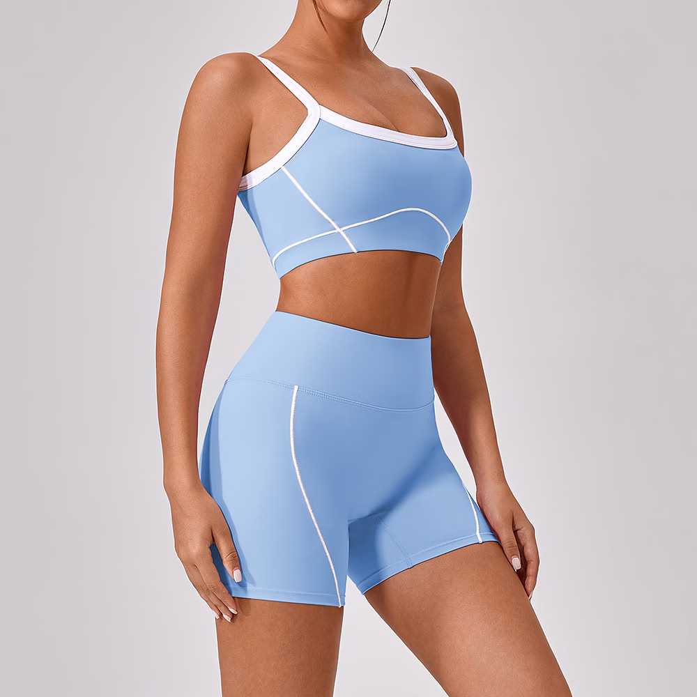 Outdoor Sports Yoga Suits Women's Spaghetti Strap Contrast Color Fitness Set Outfits - Image 3