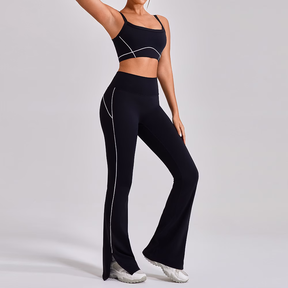 Outdoor Sports Yoga Suits Women's Spaghetti Strap Contrast Color Fitness Set Outfits - Image 4