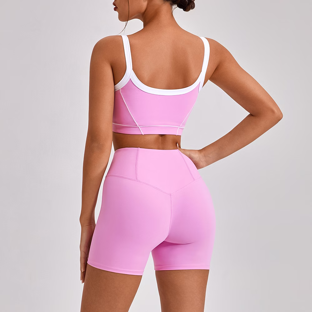 Outdoor Sports Yoga Suits Women's Spaghetti Strap Contrast Color Fitness Set Outfits - Image 8