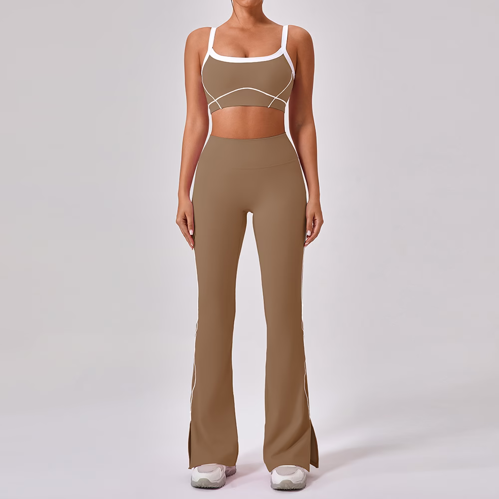 Outdoor Sports Yoga Suits Women's Spaghetti Strap Contrast Color Fitness Set Outfits - Image 10