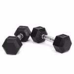 15LB 2 HDRS Rubber Coated Solid Cast Iron Dumbbells