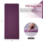 Yoga Mat, Exercise Yoga Mat With Non-Slip Design, Professional TPE Exericise Mat, 72X 24 Multi-Purpose Workout Mat For Women, Pilates Fitness And Floor Exercises - Image 4