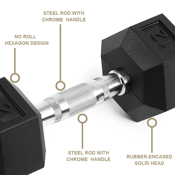 15LB 2 HDRS Rubber Coated Solid Cast Iron Dumbbells 12 15LB 2 HDRS Rubber Coated Solid Cast Iron Dumbbells