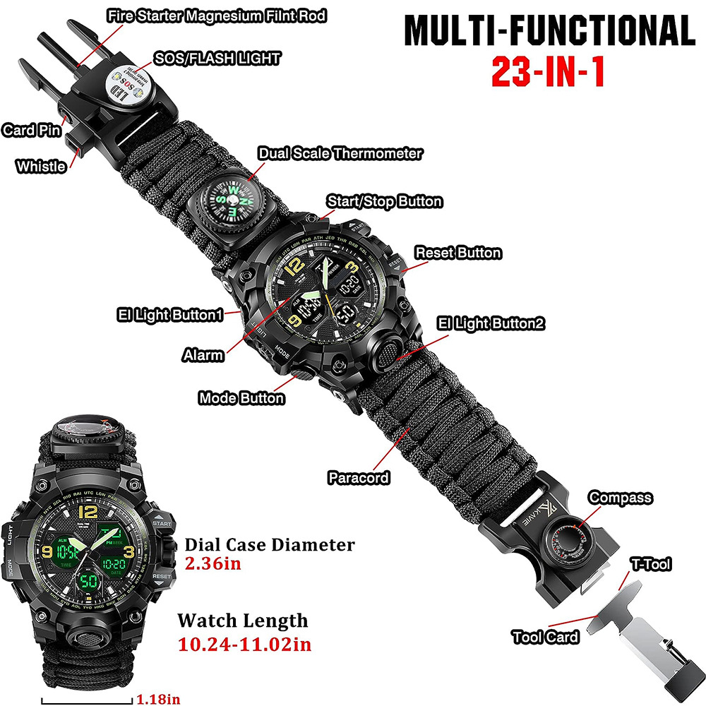 Waterproof Dual Display Electronic Tactical Watch 10 Waterproof Dual Display Electronic Tactical Watch