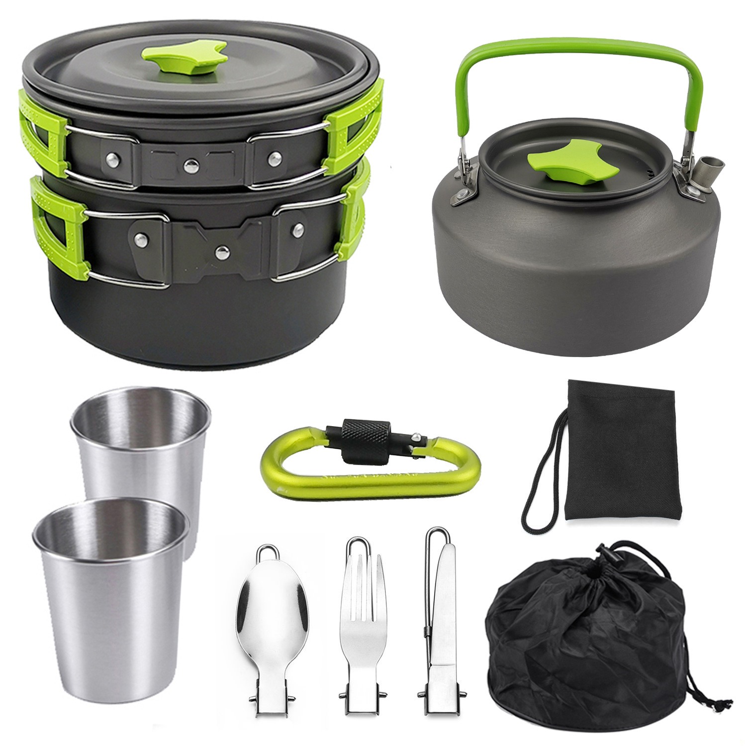Outdoor Portable Cookware Mess Kit Camping Hiking Picnic 6 Outdoor Portable Cookware Mess Kit Camping Hiking Picnic