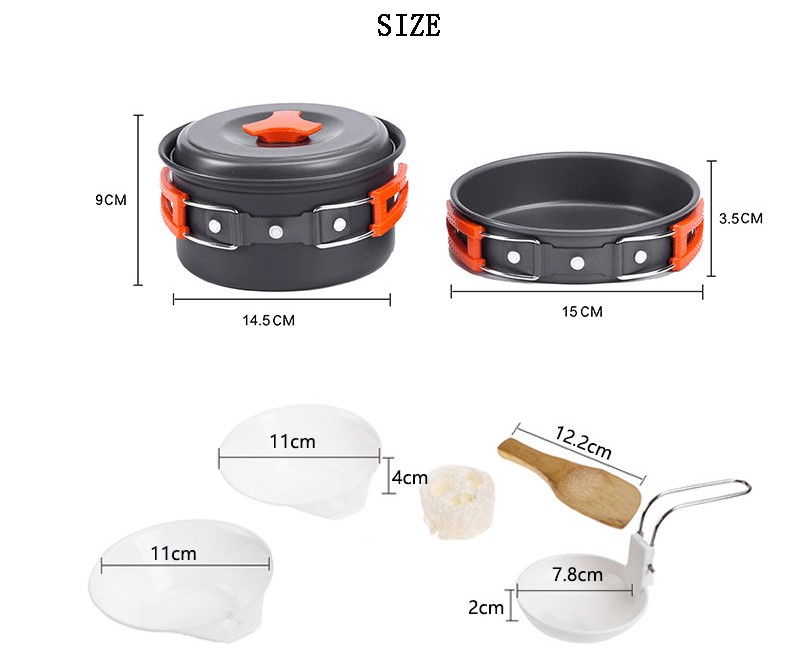 Outdoor cookware 1-2 people camping cookware set 16 Outdoor cookware 1-2 people camping cookware set