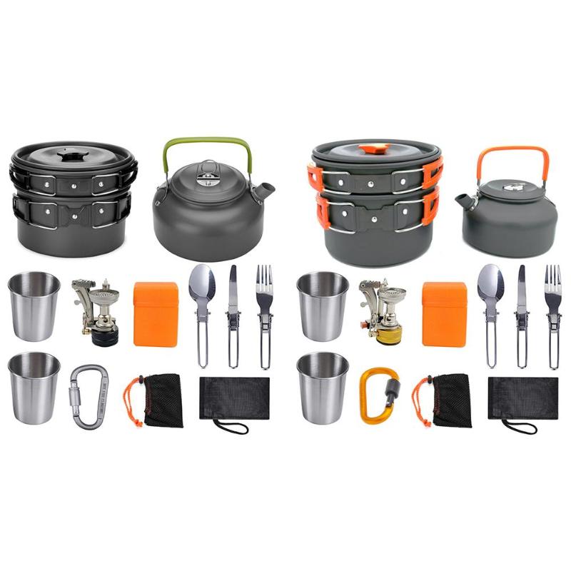Camping Cookware Kit Outdoor Cooking Set Aluminum Equipment Outdoor Pot Travel Tableware Kitchen Hiking Picnic BBQ 10 Camping Cookware Kit Outdoor Cooking Set Aluminum Equipment Outdoor Pot Travel Tableware Kitchen Hiking Picnic BBQ