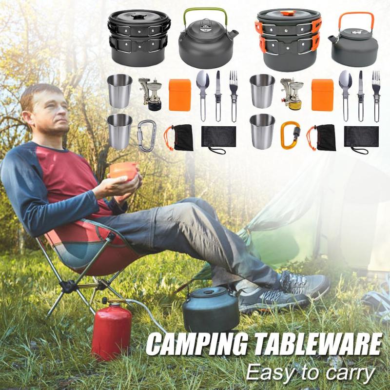 Camping Cookware Kit Outdoor Cooking Set Aluminum Equipment Outdoor Pot Travel Tableware Kitchen Hiking Picnic BBQ 11 Camping Cookware Kit Outdoor Cooking Set Aluminum Equipment Outdoor Pot Travel Tableware Kitchen Hiking Picnic BBQ