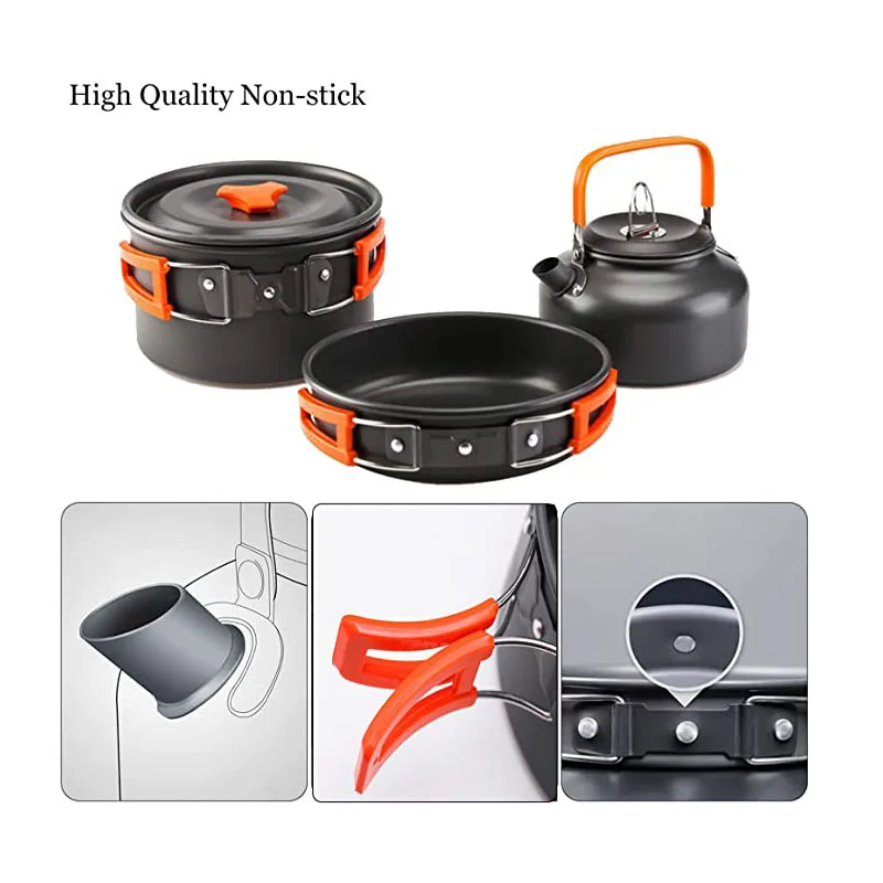 Camping Cookware Kit Outdoor Cooking Set Aluminum Equipment Outdoor Pot Travel Tableware Kitchen Hiking Picnic BBQ 13 Camping Cookware Kit Outdoor Cooking Set Aluminum Equipment Outdoor Pot Travel Tableware Kitchen Hiking Picnic BBQ
