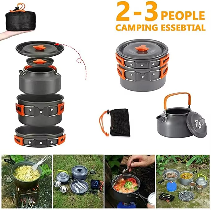 Camping Cookware Kit Outdoor Cooking Set Aluminum Equipment Outdoor Pot Travel Tableware Kitchen Hiking Picnic BBQ 14 Camping Cookware Kit Outdoor Cooking Set Aluminum Equipment Outdoor Pot Travel Tableware Kitchen Hiking Picnic BBQ