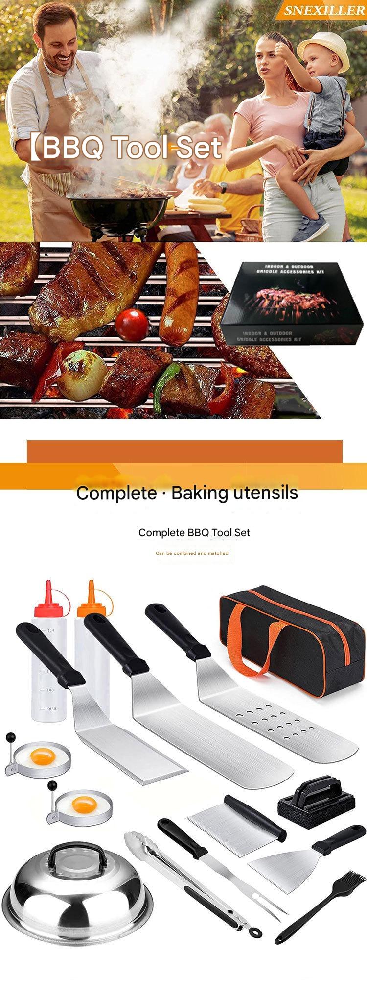 Camping BBQ Outdoor Barbecue Tool Set Stainless Steel Spatula Barbecue Cooking Spatula Combination Grill Set 21 Camping BBQ Outdoor Barbecue Tool Set Stainless Steel Spatula Barbecue Cooking Spatula Combination Grill Set