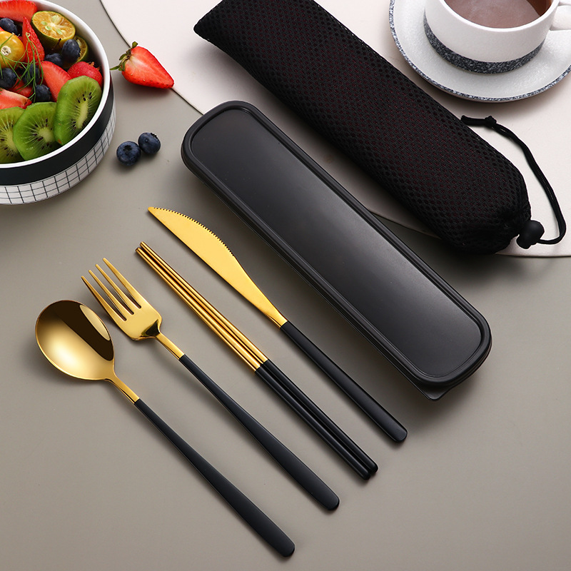 304 Dinnerware Set Flatware Kitchen Accessories Camping Travel Sets Gold Knife Fork Spoon Portable Cutlery Sets With Case 17 304 Dinnerware Set Flatware Kitchen Accessories Camping Travel Sets Gold Knife Fork Spoon Portable Cutlery Sets With Case
