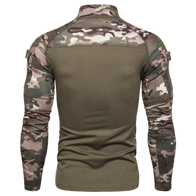 Men's Military Battlefield Outdoor Fitness Camouflage Long Sleeve Zipper Pocket T-Shirt 14 Men's Military Battlefield Outdoor Fitness Camouflage Long Sleeve Zipper Pocket T-Shirt