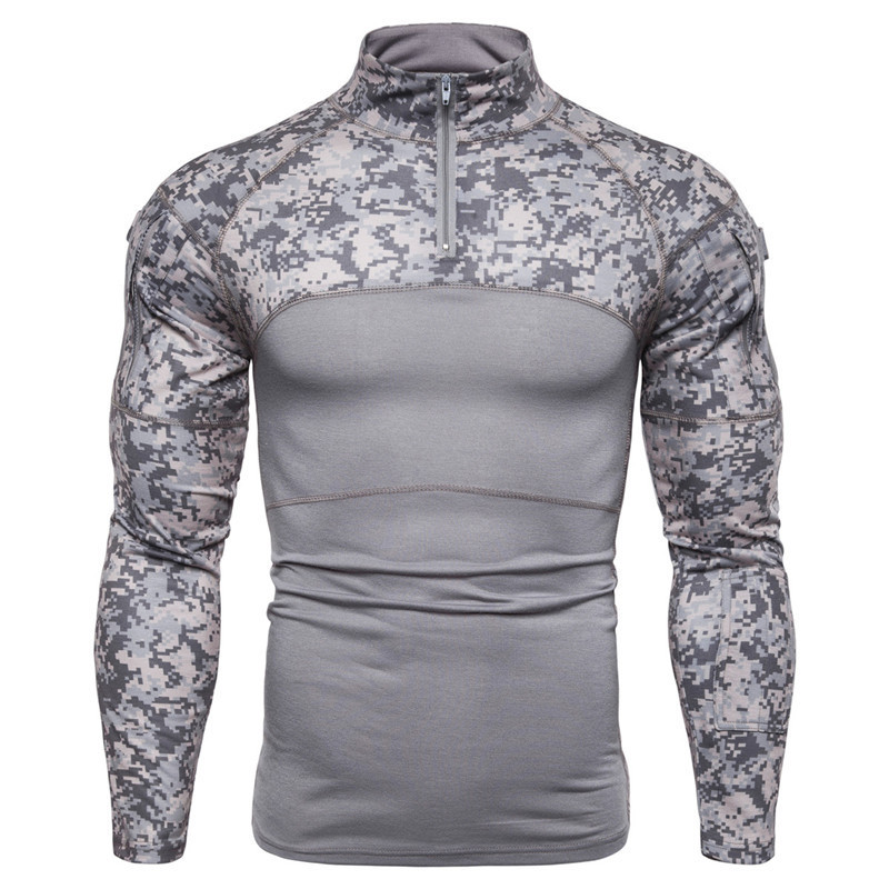 Men's Military Battlefield Outdoor Fitness Camouflage Long Sleeve Zipper Pocket T-Shirt 20 Men's Military Battlefield Outdoor Fitness Camouflage Long Sleeve Zipper Pocket T-Shirt