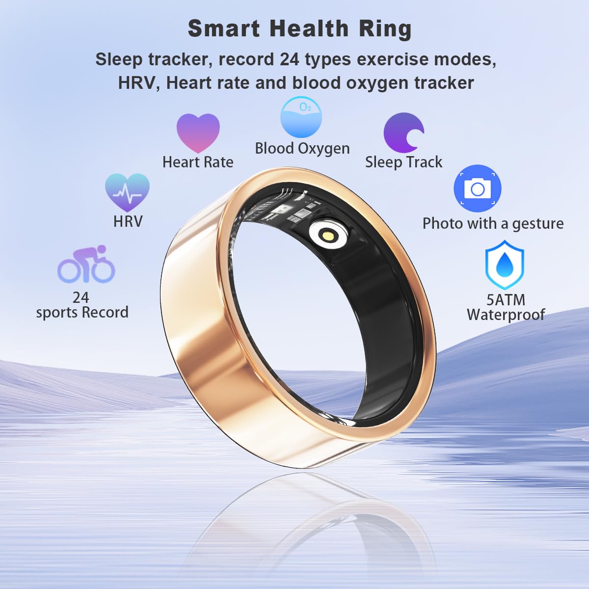 Health Smart Ring, Fitness Tracker, With Heart Rate, Blood Oxygen, Heart Rate Variability, Sleep Monitoring, Step Count, IP68 Compatible With IPhone And Android, No Subscription Fee Required 15 Health Smart Ring, Fitness Tracker, With Heart Rate, Blood Oxygen, Heart Rate Variability, Sleep Monitoring, Step Count, IP68 Compatible With IPhone And Android, No Subscription Fee Required