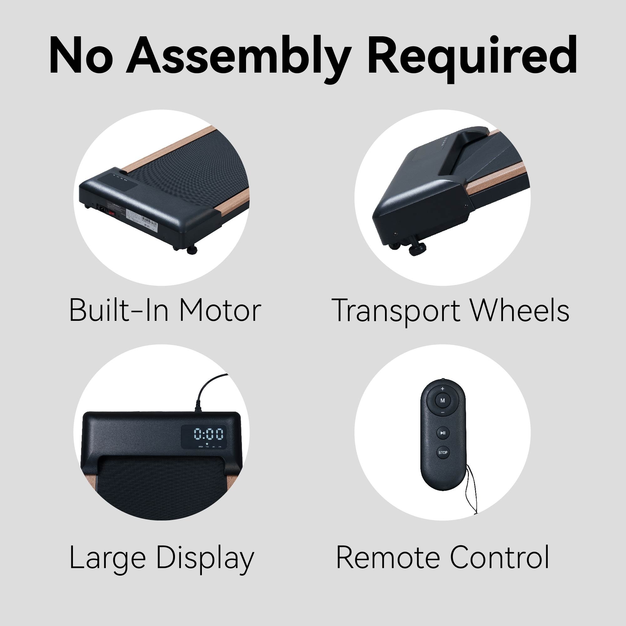 2.25HP Under Desk Treadmill, Portable Wood Walking Pad For Home & Office, Compact Running & Walking Machine With Remote Control, LED Display, Black 6 2.25HP Under Desk Treadmill, Portable Wood Walking Pad For Home & Office, Compact Running & Walking Machine With Remote Control, LED Display, Black