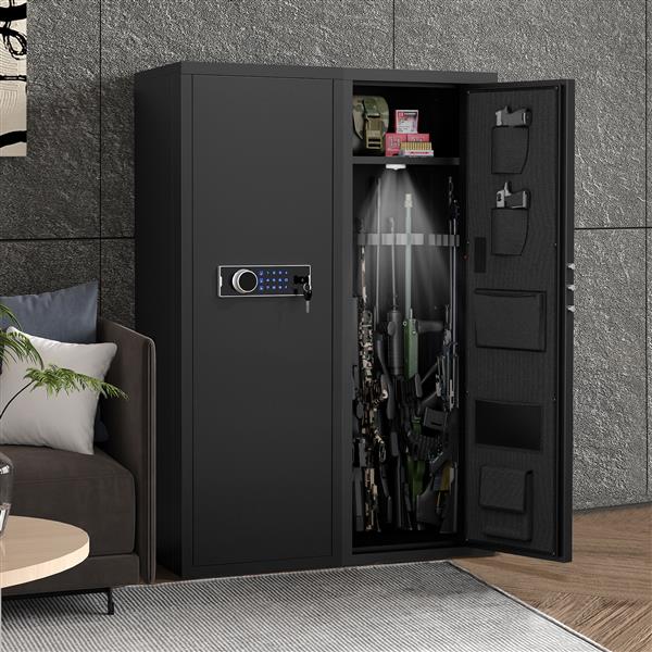 Heavy, Large 5-8 Guns, Black Gun Cabinet With Electronic PIN Keypad Lock, Unassembled Metal Rifle Safety Cabinet 37 Heavy, Large 5-8 Guns, Black Gun Cabinet With Electronic PIN Keypad Lock, Unassembled Metal Rifle Safety Cabinet