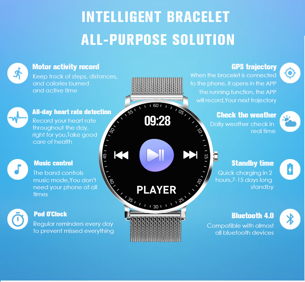 Full Touch Smart Bracelet Sports Fitness Tracker Handband Smart Bracelet 12 Full Touch Smart Bracelet Sports Fitness Tracker Handband Smart Bracelet