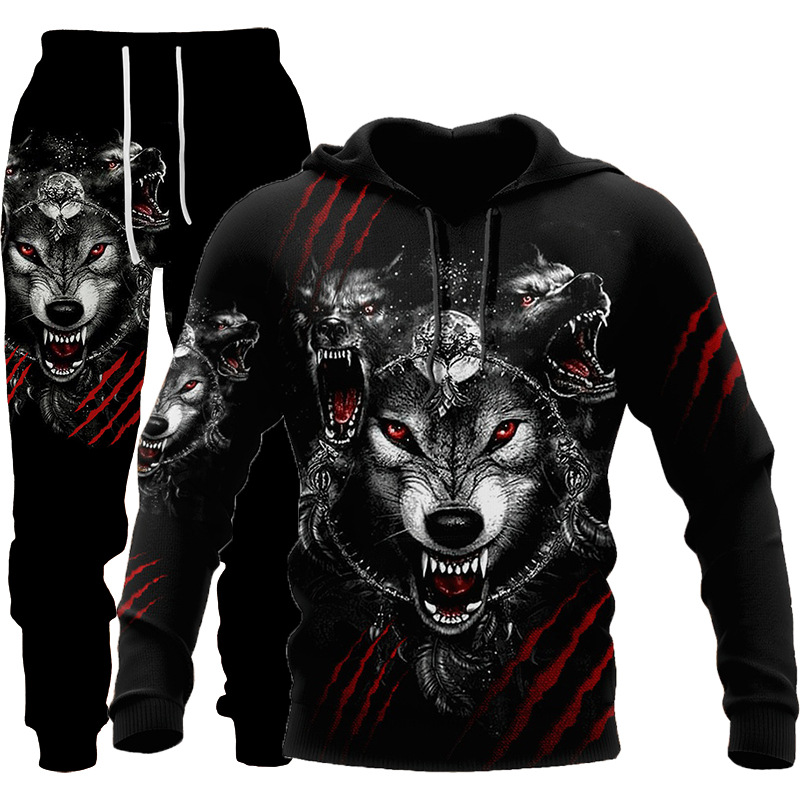 3D Wolf Print Tracksuit Men Sportswear Hooded Sweatsuit Two Piece Outdoors Running Fitness Mens Clothing Jogging Set 43 3D Wolf Print Tracksuit Men Sportswear Hooded Sweatsuit Two Piece Outdoors Running Fitness Mens Clothing Jogging Set