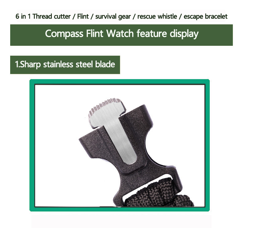 6-in-1 Tactical Outdoor Survival Bracelet – Adjustable Paracord with Compass, Rescue Tools, EDC Camping Gear 8 6-in-1 Tactical Outdoor Survival Bracelet – Adjustable Paracord with Compass, Rescue Tools, EDC Camping Gear