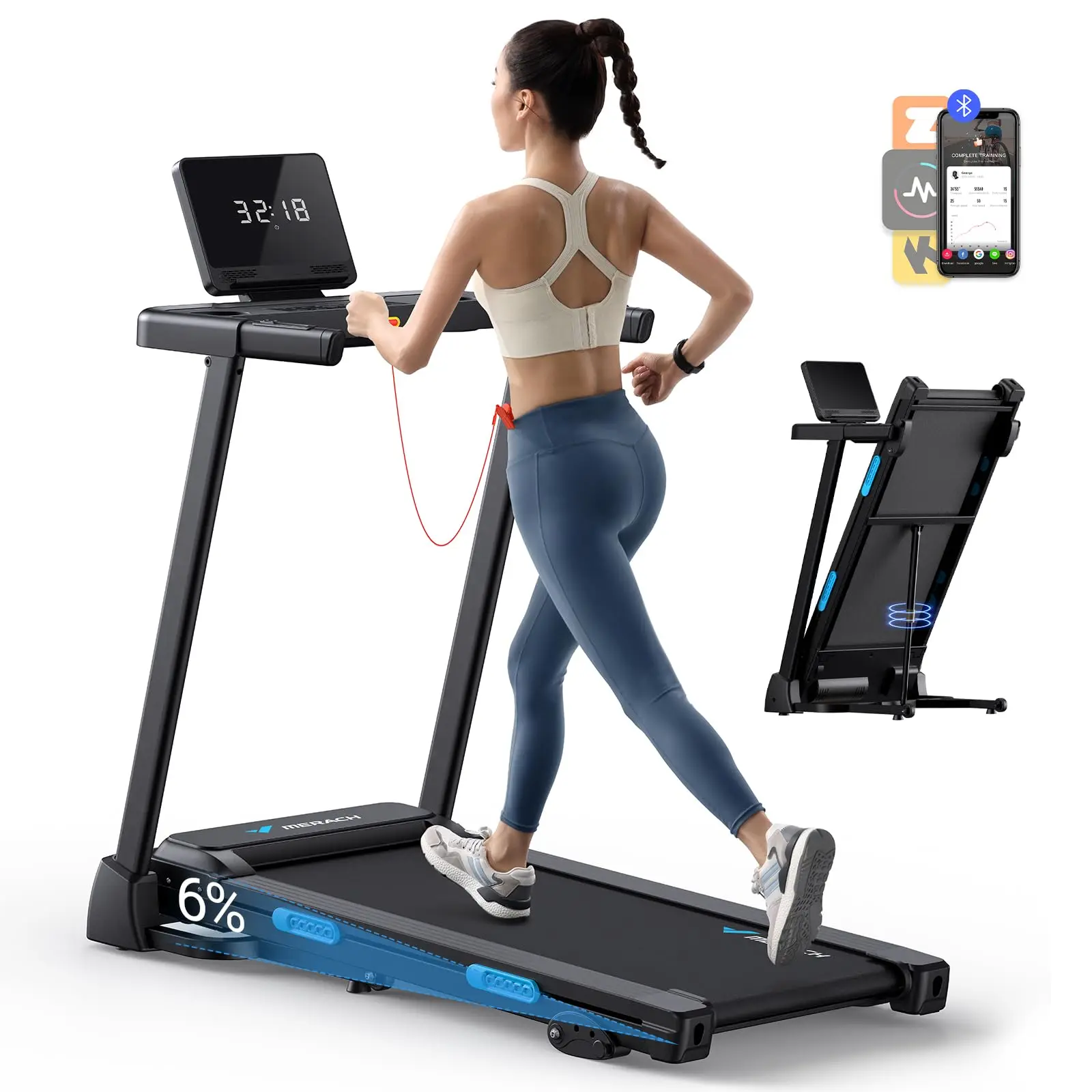 Foldable Treadmill with Incline – Quiet Running with Shock Absorption & Heart Rate Monitor 21 Foldable Treadmill with Incline – Quiet Running with Shock Absorption & Heart Rate Monitor