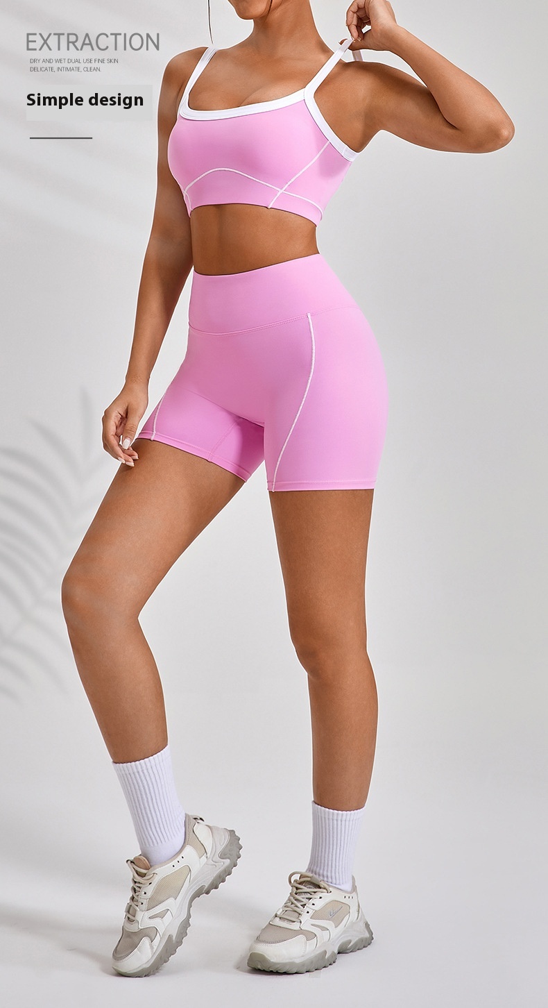 Outdoor Sports Yoga Suits Women's Spaghetti Strap Contrast Color Fitness Set Outfits 42 Outdoor Sports Yoga Suits Women's Spaghetti Strap Contrast Color Fitness Set Outfits