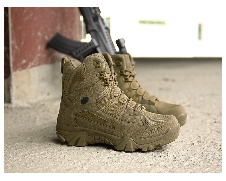 Men's Khaki & Brown Outdoor Tactical Combat Boots 44 undefined