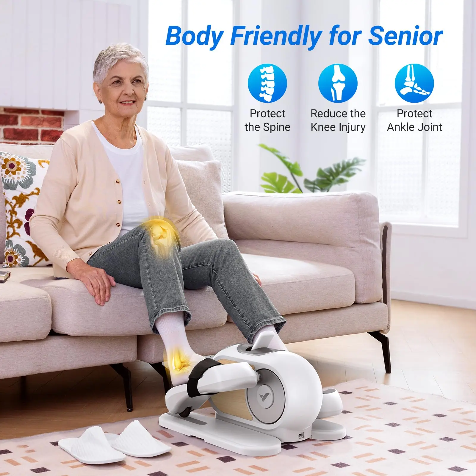 Under Desk Elliptical Machine – Quiet & Portable Seated Leg Exerciser with 12-Speed Adjustment 60 Under Desk Elliptical Machine – Quiet & Portable Seated Leg Exerciser with 12-Speed Adjustment