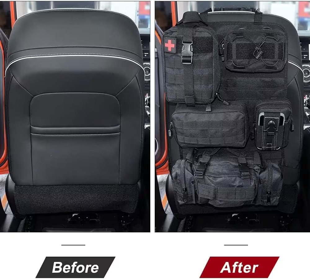 Molle Nylon Tactical Car Seat Organiser Front Seat Back Storage Bag Backrest Protector With 5 Pockets For All Vehicles 29 Molle Nylon Tactical Car Seat Organiser Front Seat Back Storage Bag Backrest Protector With 5 Pockets For All Vehicles