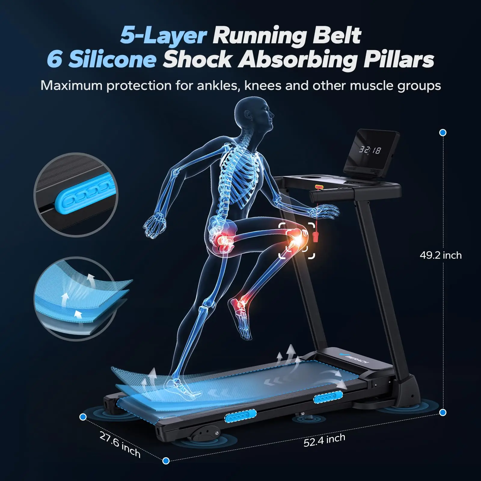 Foldable Treadmill with Incline – Quiet Running with Shock Absorption & Heart Rate Monitor 20 Foldable Treadmill with Incline – Quiet Running with Shock Absorption & Heart Rate Monitor