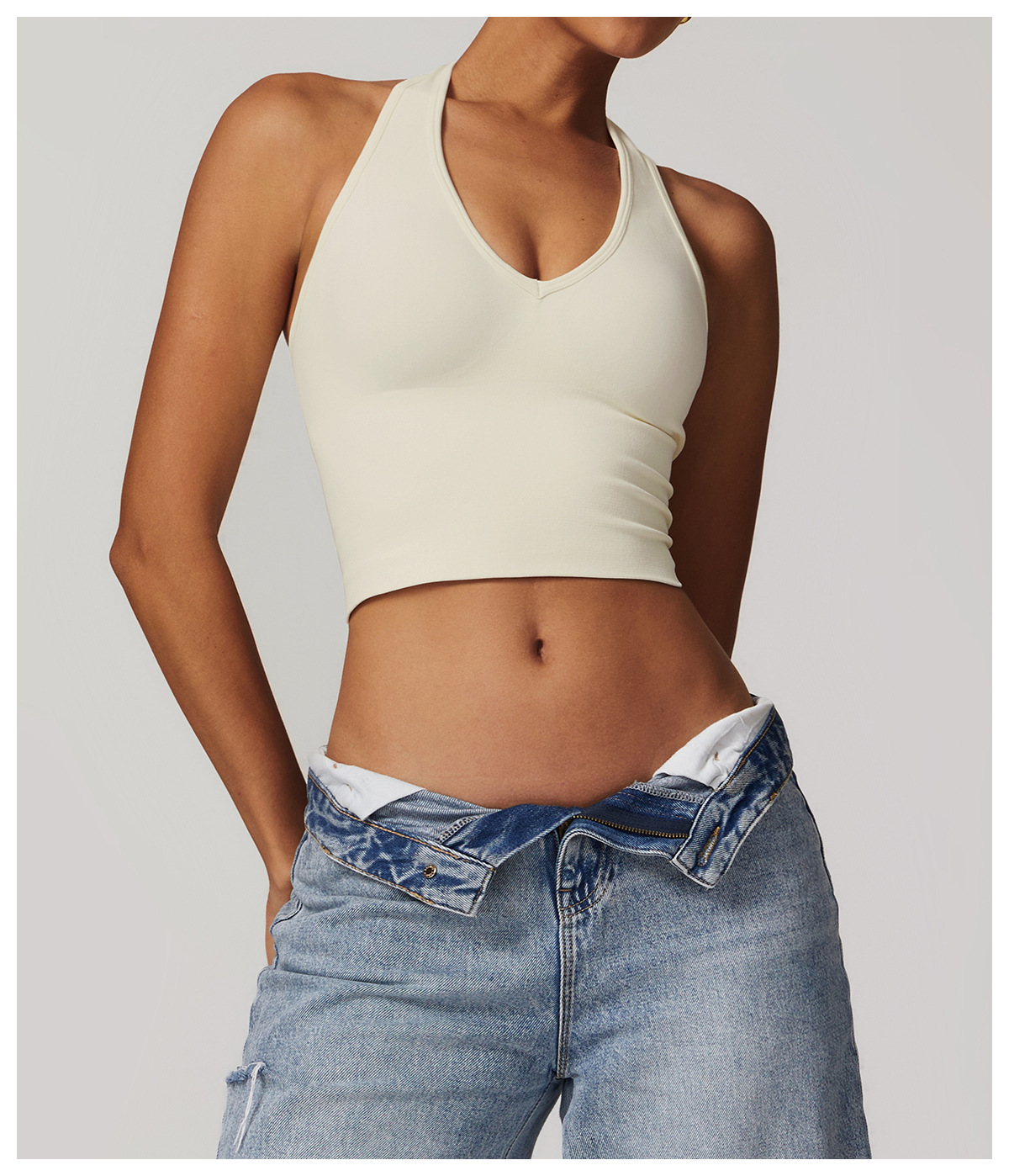 Women's Halter Cropped Top Beauty Back Yoga Bra Seamless Fitness Sports Vest 81 Women's Halter Cropped Top Beauty Back Yoga Bra Seamless Fitness Sports Vest