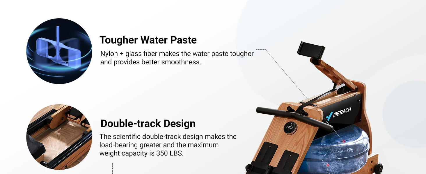 Foldable Wooden Water Rowing Machine – Electromagnetic Resistance with MERACH Go App & Lifetime Membership 4 Foldable Wooden Water Rowing Machine – Electromagnetic Resistance with MERACH Go App & Lifetime Membership