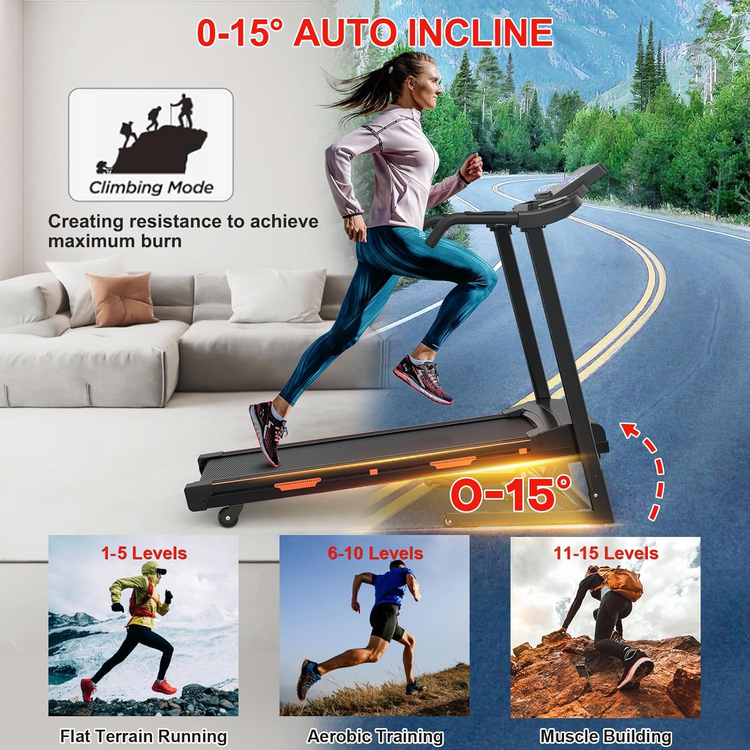 Home Automatic Tilt Treadmill Foldable 400 Lbs Approx. 181.4 Kg Capacity 3.25 Horsepower 14 Home Automatic Tilt Treadmill Foldable 400 Lbs Approx. 181.4 Kg Capacity 3.25 Horsepower