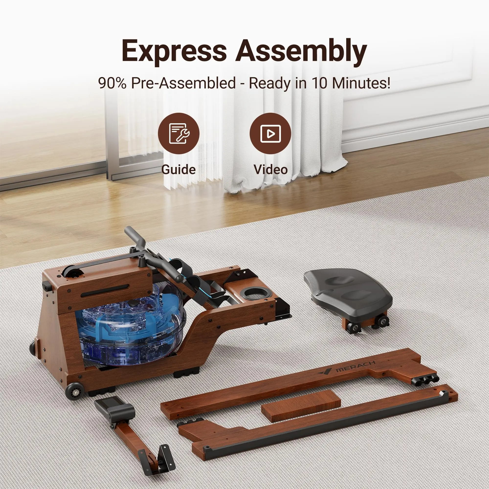 Water Rowing Machine – Solid Wood Design with Bluetooth Monitor & Upgraded Seat Cushion 70 Water Rowing Machine – Solid Wood Design with Bluetooth Monitor & Upgraded Seat Cushion