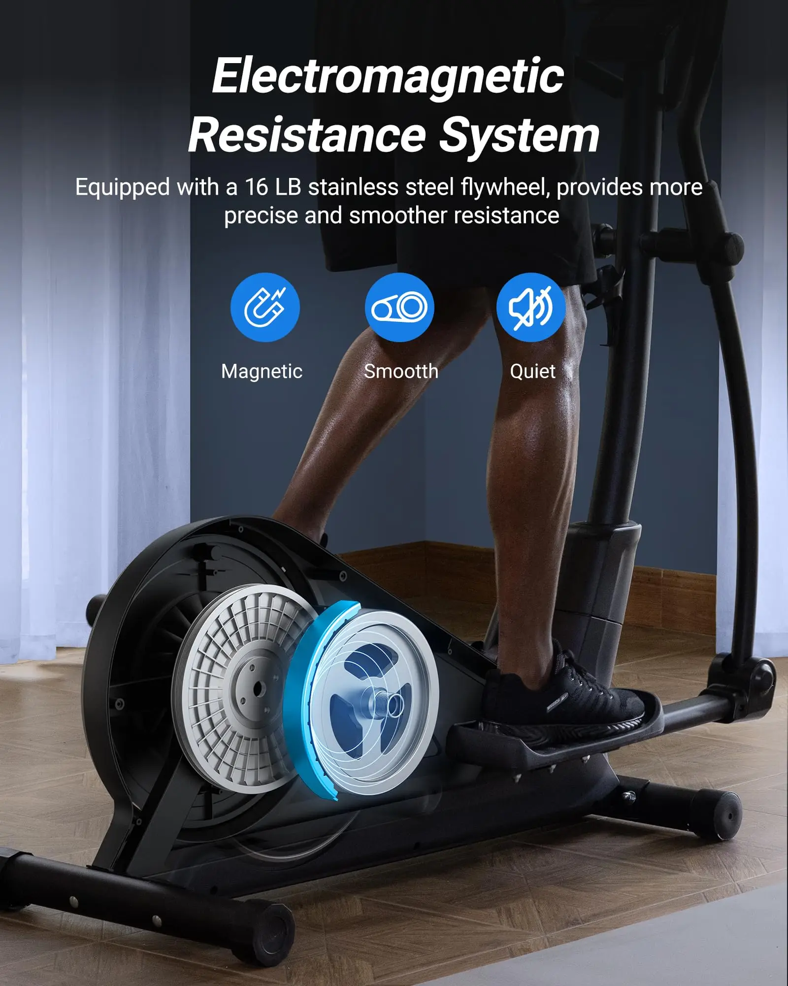 Hyper-Quiet Elliptical Machine – 16 Levels Resistance with App for Home 60 Hyper-Quiet Elliptical Machine – 16 Levels Resistance with App for Home