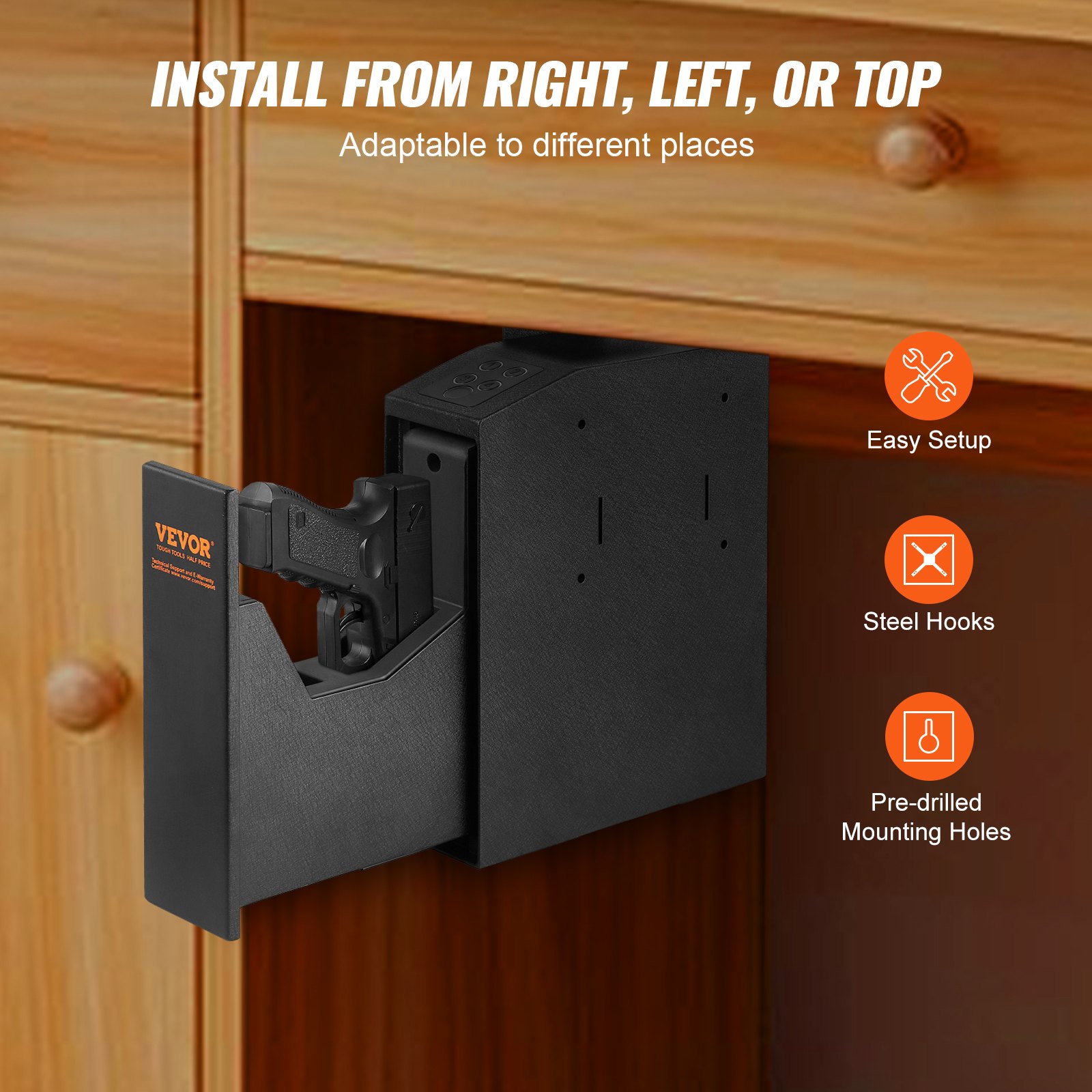 Mounted Gun Safe for Pistols, Biometric with Three Quick Access Ways of Fingerprints, Passwords and Keys 23 Mounted Gun Safe for Pistols, Biometric with Three Quick Access Ways of Fingerprints, Passwords and Keys