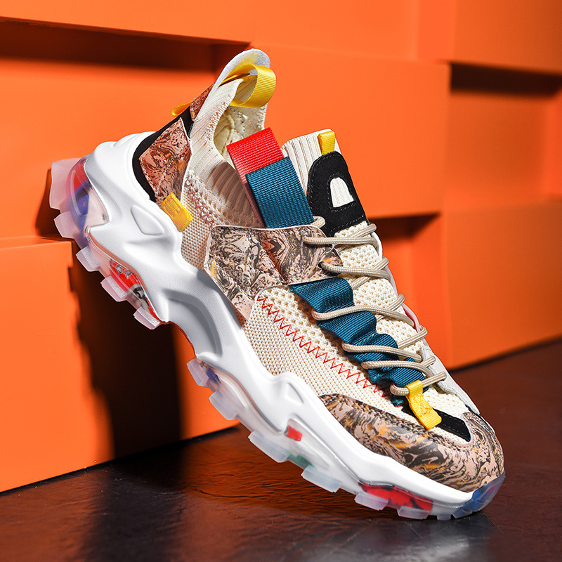Breathable Fly Woven Mesh Shoes Men's Daddy Shoes Popcorn Running Sneakers 22 Breathable Fly Woven Mesh Shoes Men's Daddy Shoes Popcorn Running Sneakers