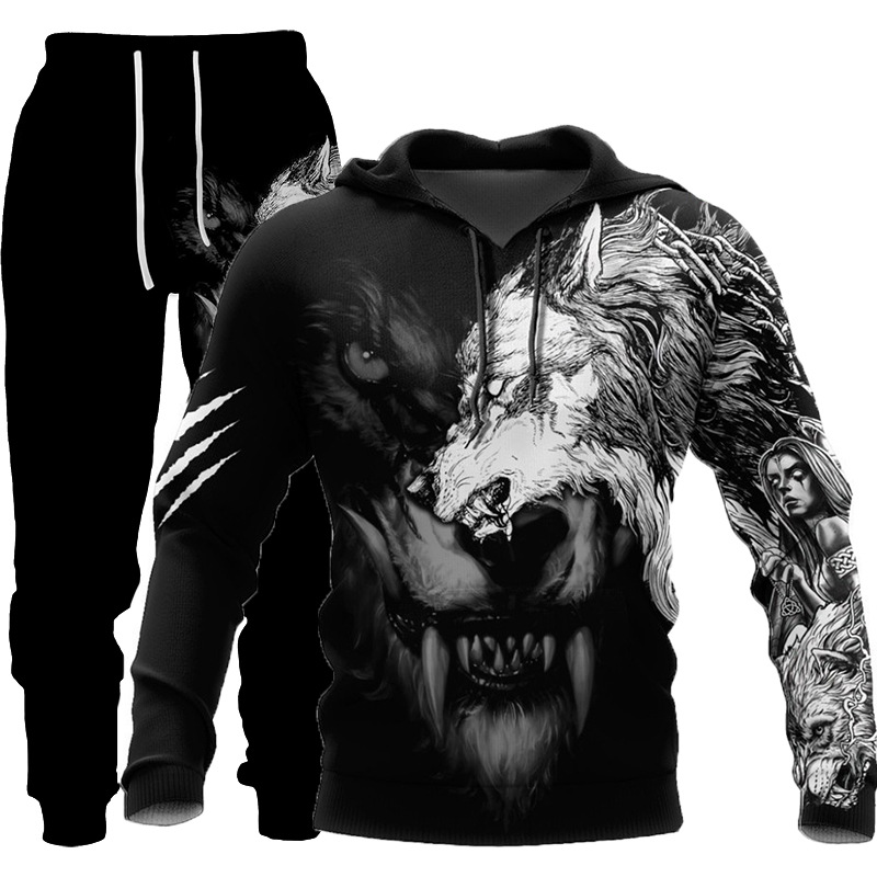 3D Wolf Print Tracksuit Men Sportswear Hooded Sweatsuit Two Piece Outdoors Running Fitness Mens Clothing Jogging Set 39 3D Wolf Print Tracksuit Men Sportswear Hooded Sweatsuit Two Piece Outdoors Running Fitness Mens Clothing Jogging Set