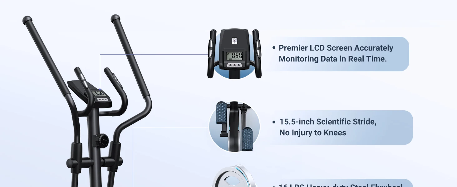 Hyper-Quiet Elliptical Machine – 16 Levels Resistance with App for Home 21 Hyper-Quiet Elliptical Machine – 16 Levels Resistance with App for Home