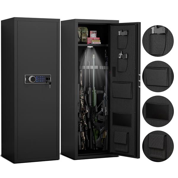 Heavy, Large 5-8 Guns, Black Gun Cabinet With Electronic PIN Keypad Lock, Unassembled Metal Rifle Safety Cabinet 9 Heavy, Large 5-8 Guns, Black Gun Cabinet With Electronic PIN Keypad Lock, Unassembled Metal Rifle Safety Cabinet