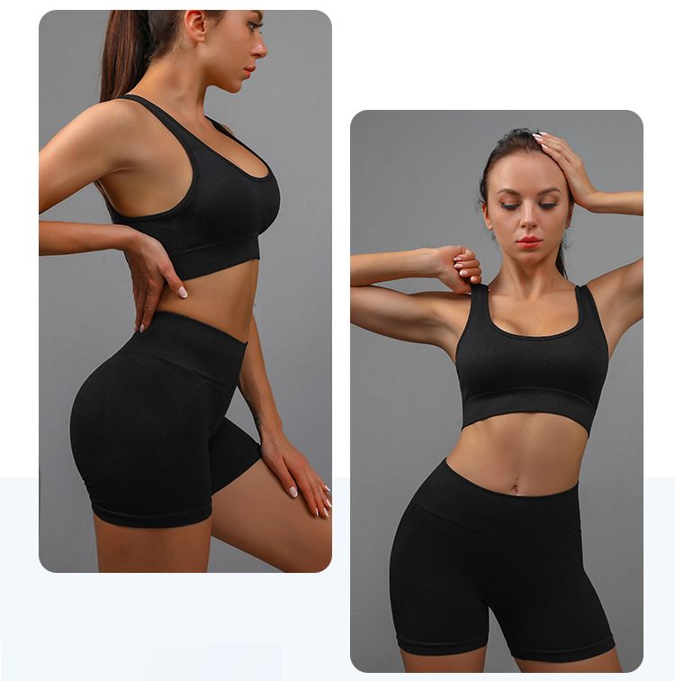 2pcs Sports Fitness Yoga Suit Breathable Hip-lifting Shorts And Hollow Out Back Bra Womens Clothing 25 2pcs Sports Fitness Yoga Suit Breathable Hip-lifting Shorts And Hollow Out Back Bra Womens Clothing