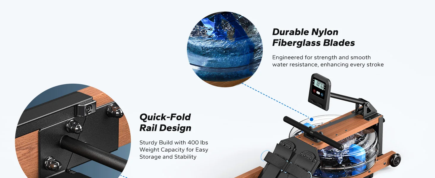 Foldable Water Rowing Machine – 400LBS Capacity with Dedicated Monitor & Comfortable Seat 9 Foldable Water Rowing Machine – 400LBS Capacity with Dedicated Monitor & Comfortable Seat