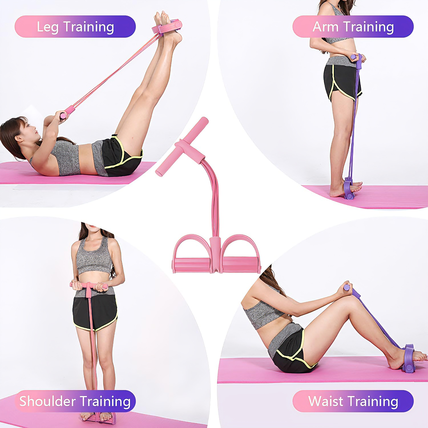 6-Tube Pedal Resistance Bands with Handles – Full Body Home Workout Exercise Equipment 10 6-Tube Pedal Resistance Bands with Handles – Full Body Home Workout Exercise Equipment