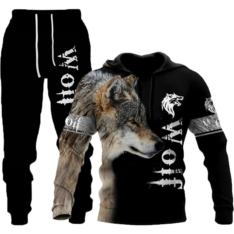 3D Wolf Print Tracksuit Men Sportswear Hooded Sweatsuit Two Piece Outdoors Running Fitness Mens Clothing Jogging Set 40 3D Wolf Print Tracksuit Men Sportswear Hooded Sweatsuit Two Piece Outdoors Running Fitness Mens Clothing Jogging Set