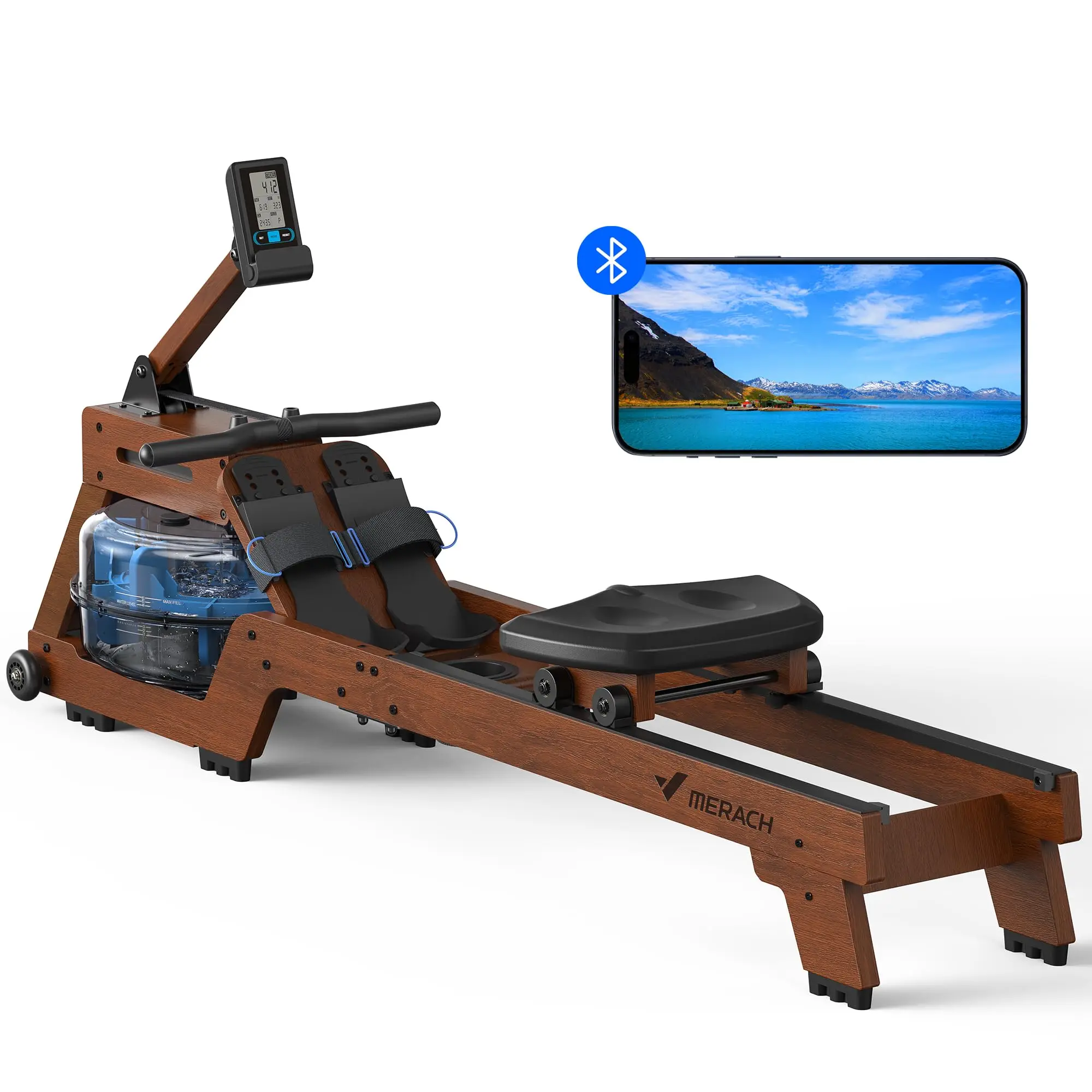 Water Rowing Machine – Solid Wood Design with Bluetooth Monitor & Upgraded Seat Cushion 19 Water Rowing Machine – Solid Wood Design with Bluetooth Monitor & Upgraded Seat Cushion