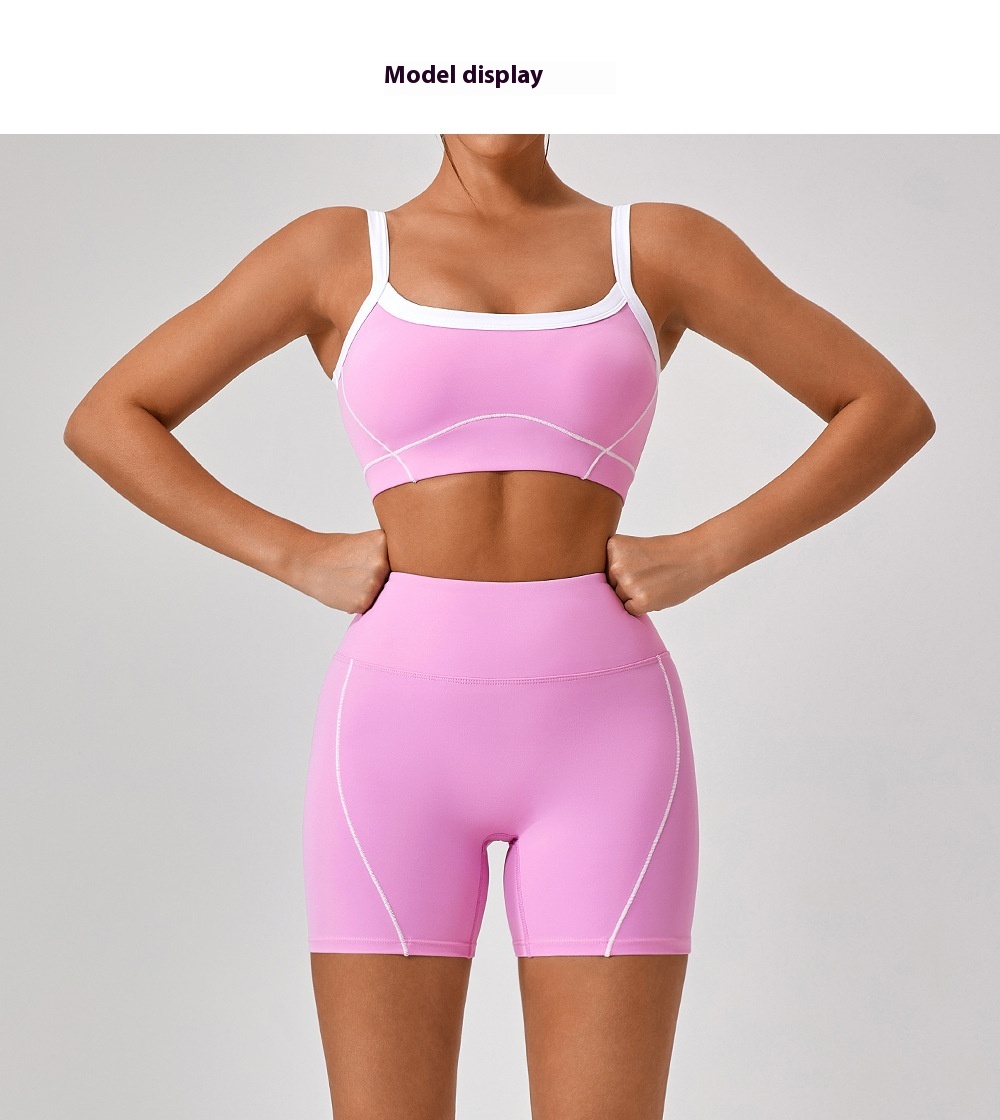 Outdoor Sports Yoga Suits Women's Spaghetti Strap Contrast Color Fitness Set Outfits 45 Outdoor Sports Yoga Suits Women's Spaghetti Strap Contrast Color Fitness Set Outfits
