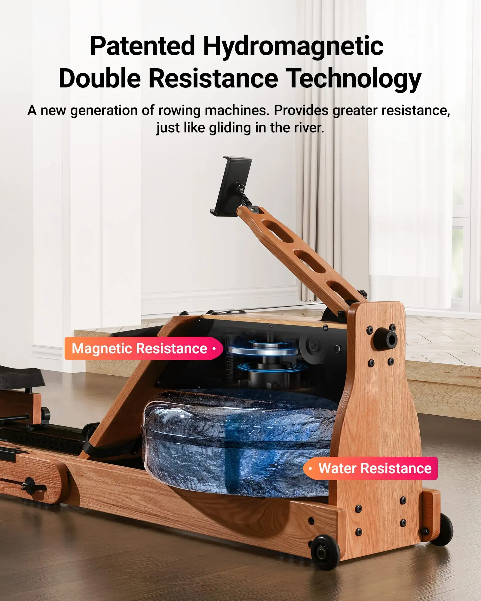 Foldable Wooden Water Rowing Machine – Electromagnetic Resistance with MERACH Go App & Lifetime Membership 11 Foldable Wooden Water Rowing Machine – Electromagnetic Resistance with MERACH Go App & Lifetime Membership