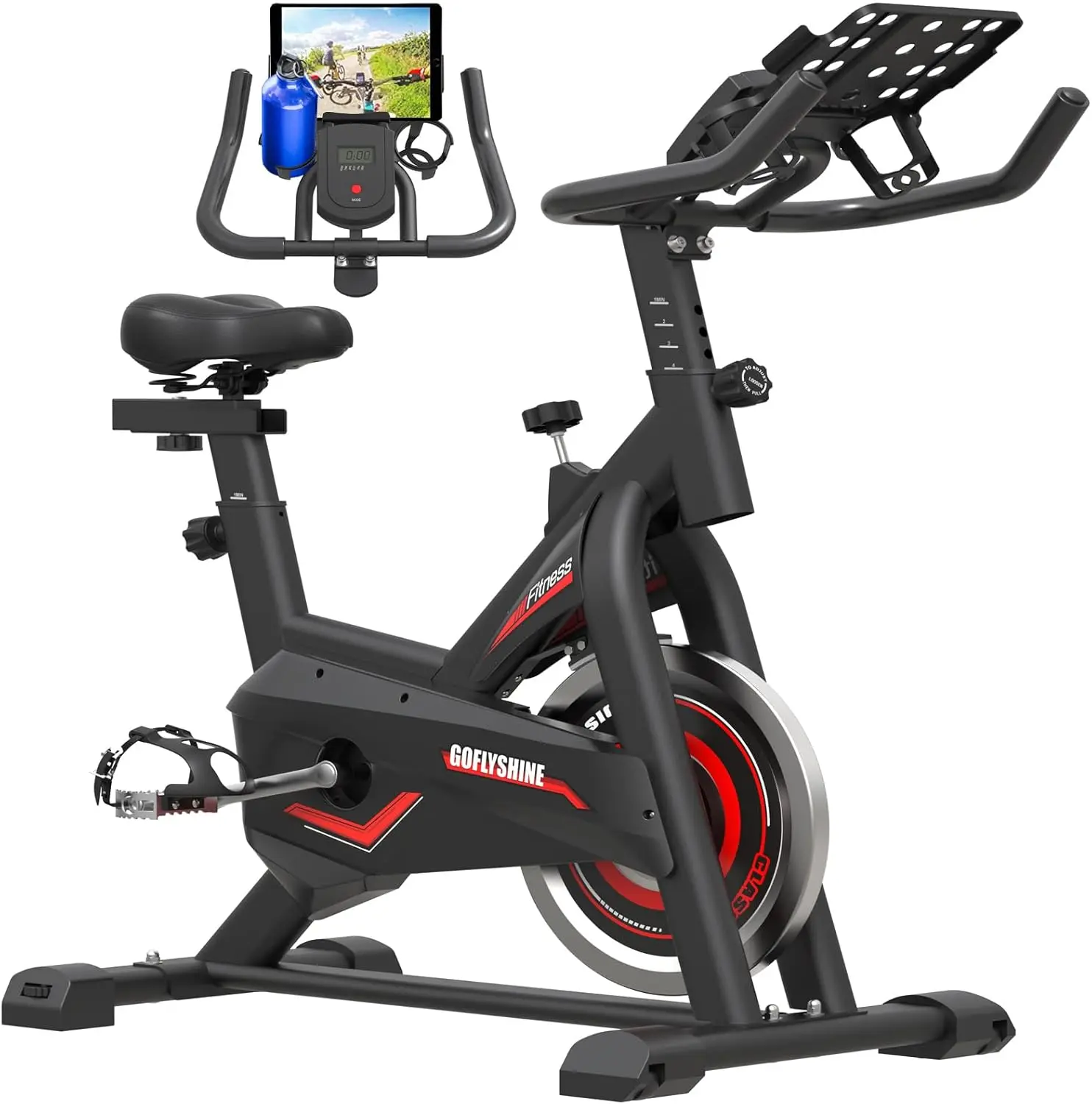Silent Stationary Exercise Bike – Indoor Cycling with LCD Monitor & Tablet Mount 7 Silent Stationary Exercise Bike – Indoor Cycling with LCD Monitor & Tablet Mount