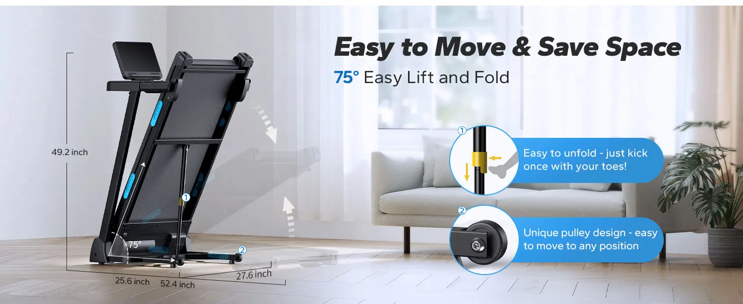 Foldable Treadmill with Incline – Quiet Running with Shock Absorption & Heart Rate Monitor 12 Foldable Treadmill with Incline – Quiet Running with Shock Absorption & Heart Rate Monitor