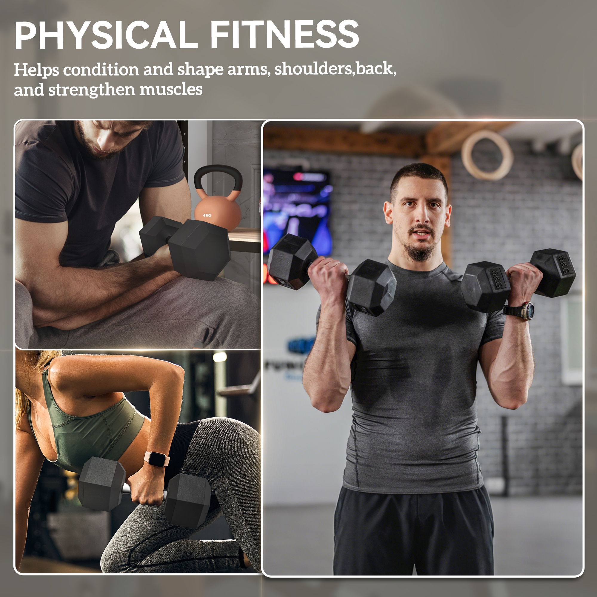 2x6kg Hex Dumbbells Set | Rubber Coated Home Gym Weights 13 2x6kg Hex Dumbbells Set | Rubber Coated Home Gym Weights